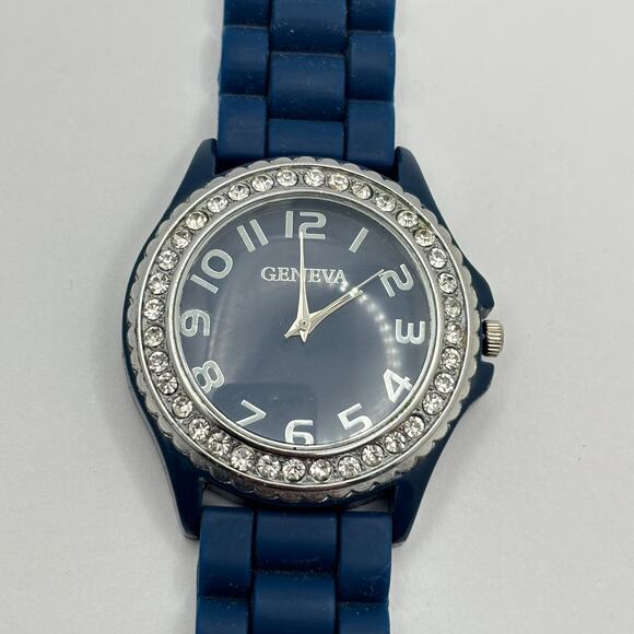 Silver & Blue Crystal Men's Watch - Picture 1 of 5
